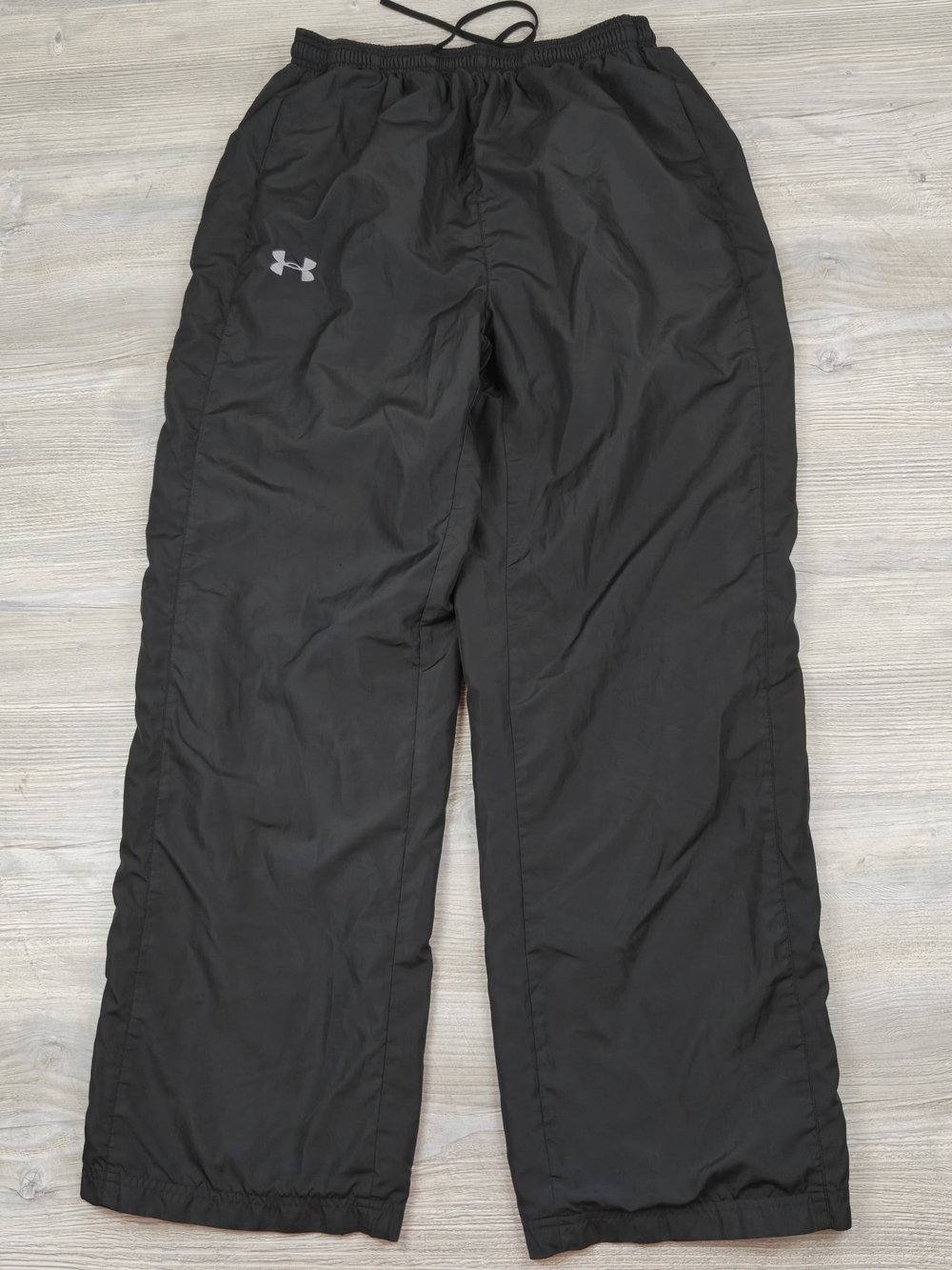 Under Armour Men's Black Windbreaker Track Pants Lined Size Large Zip Leg